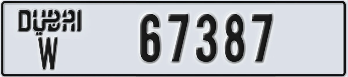 UAE License Plate Dubai W 67387