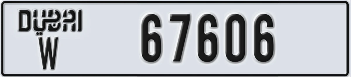 UAE License Plate Dubai W 67606