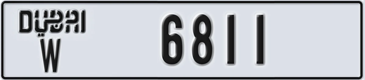 UAE License Plate Dubai W 6811