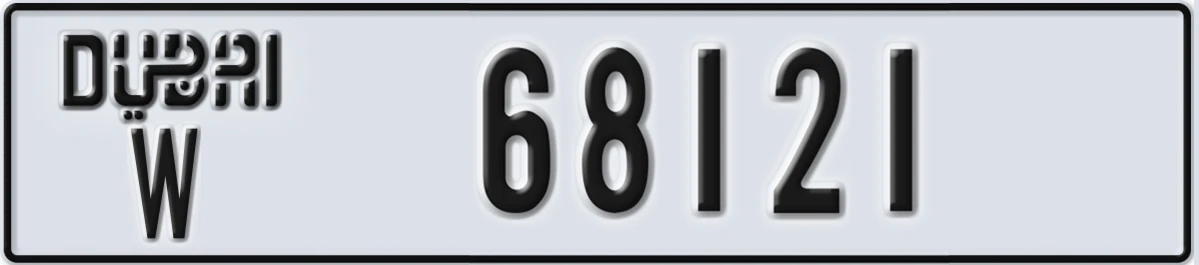 UAE License Plate Dubai W 68121