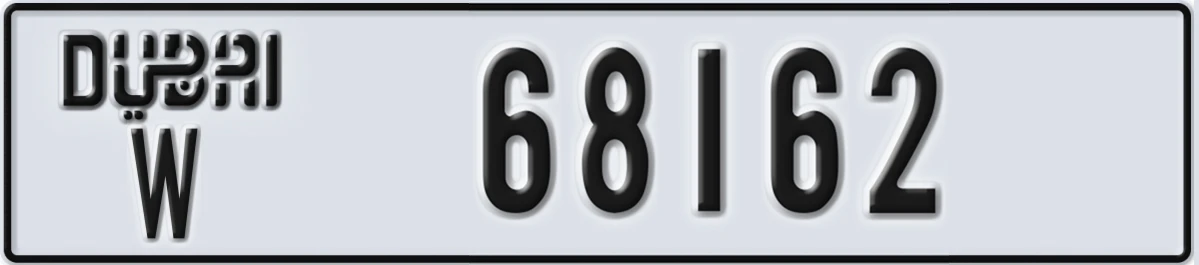 UAE License Plate Dubai W 68162
