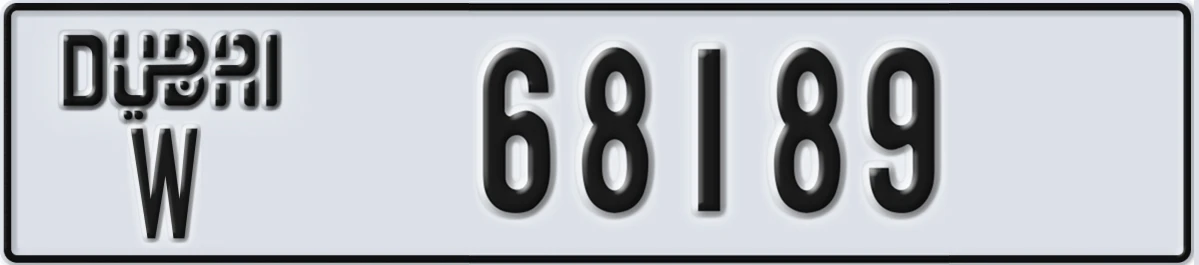 UAE License Plate Dubai W 68189