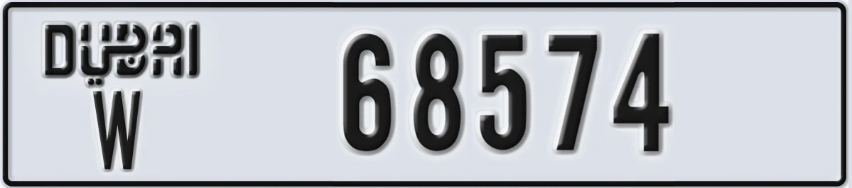 UAE License Plate Dubai W 68574