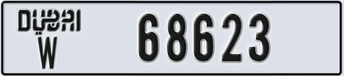 UAE License Plate Dubai W 68623