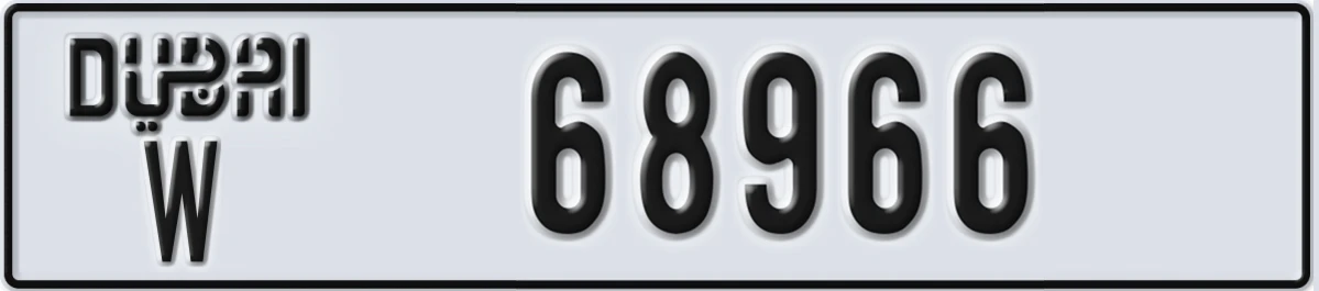 UAE License Plate Dubai W 68966