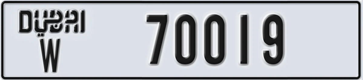 UAE License Plate Dubai W 70019