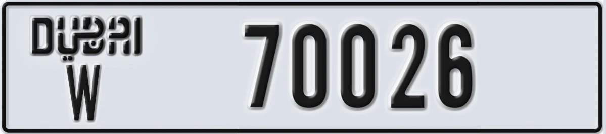 UAE License Plate Dubai W 70026