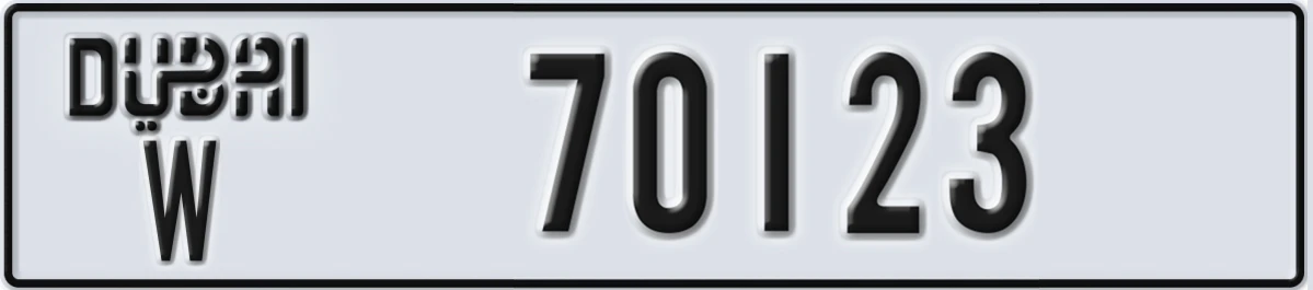 UAE License Plate Dubai W 70123