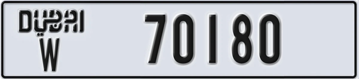 UAE License Plate Dubai W 70180