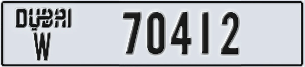 UAE License Plate Dubai W 70412