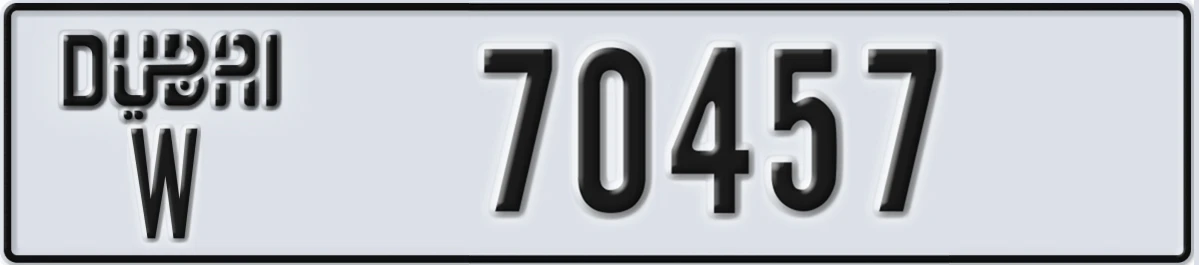 UAE License Plate Dubai W 70457
