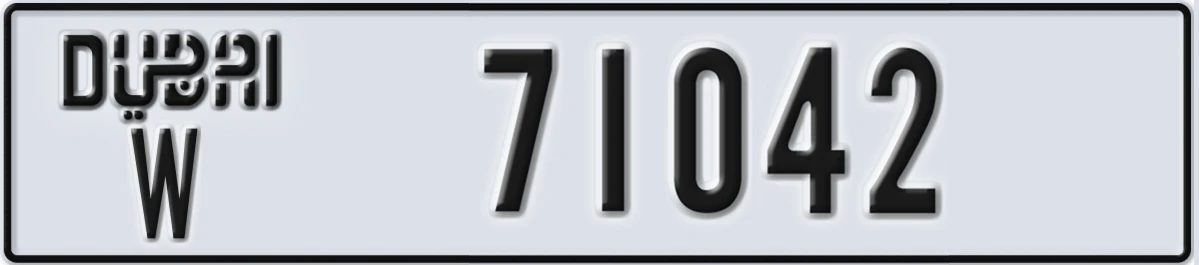 UAE License Plate Dubai W 71042