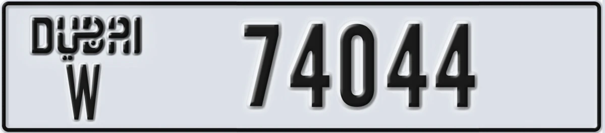 UAE License Plate Dubai W 74044