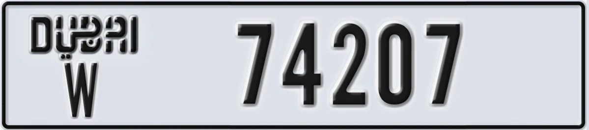 UAE License Plate Dubai W 74207