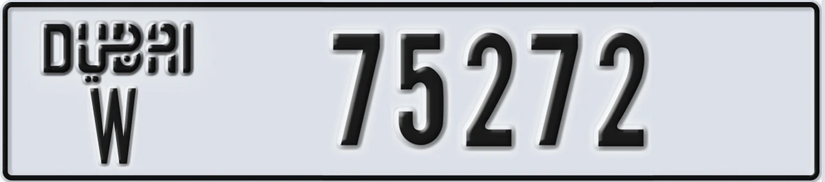UAE License Plate Dubai W 75272
