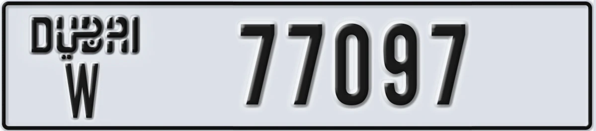 UAE License Plate Dubai W 77097