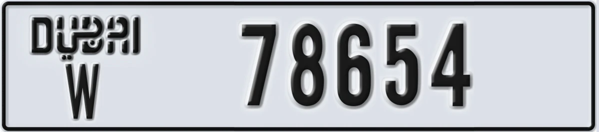 UAE License Plate Dubai W 78654