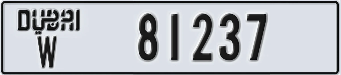 UAE License Plate Dubai W 81237