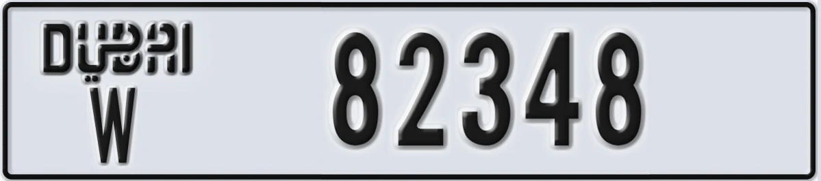 UAE License Plate Dubai W 82348