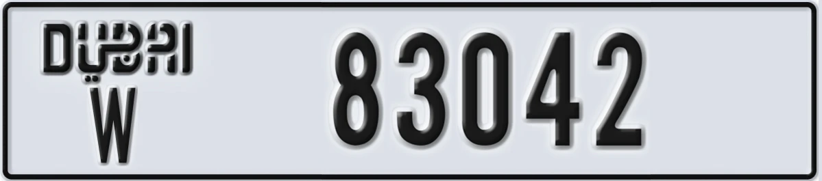 UAE License Plate Dubai W 83042