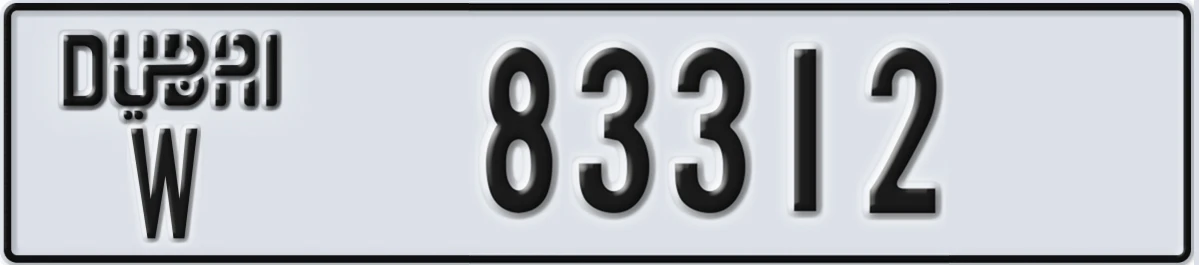 UAE License Plate Dubai W 83312
