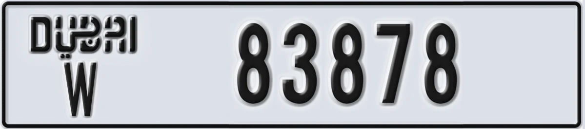 UAE License Plate Dubai W 83878
