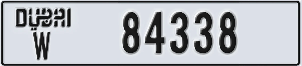 UAE License Plate Dubai W 84338