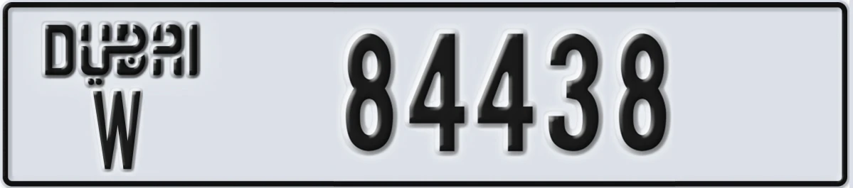 UAE License Plate Dubai W 84438