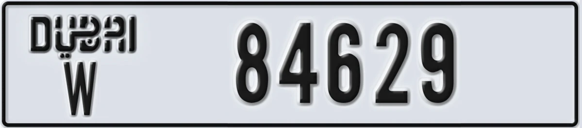 UAE License Plate Dubai W 84629