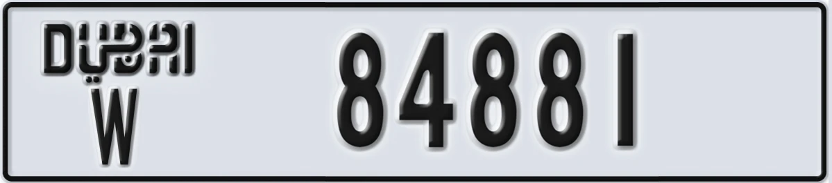 UAE License Plate Dubai W 84881