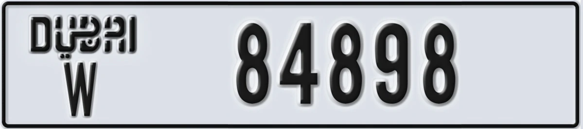 UAE License Plate Dubai W 84898