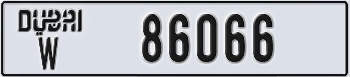 UAE License Plate Dubai W 86066