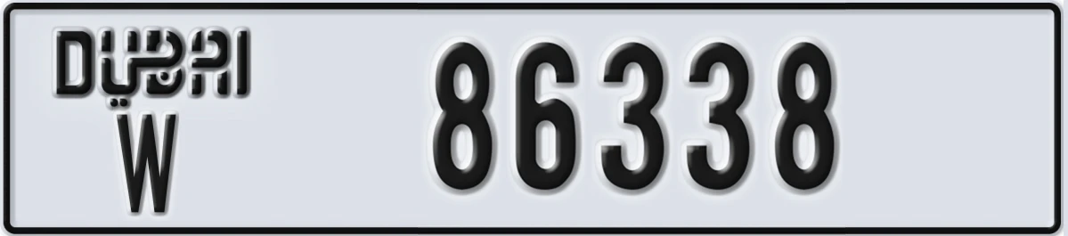 UAE License Plate Dubai W 86338