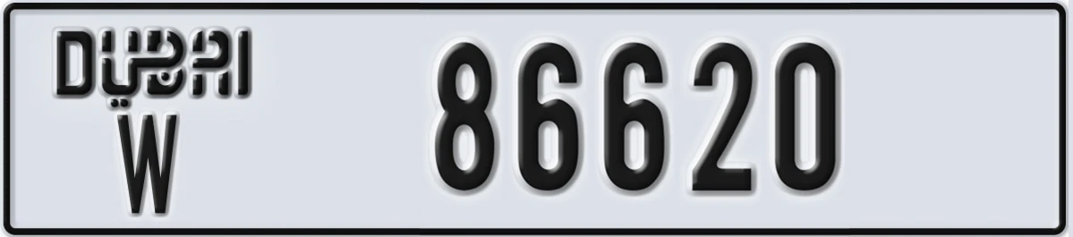 UAE License Plate Dubai W 86620