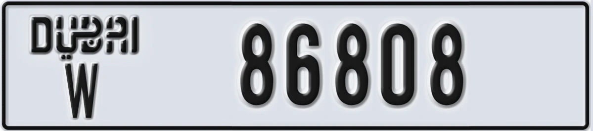 UAE License Plate Dubai W 86808