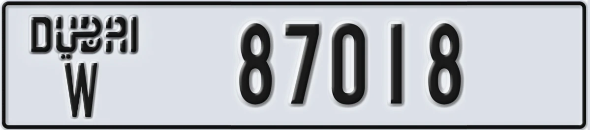 UAE License Plate Dubai W 87018