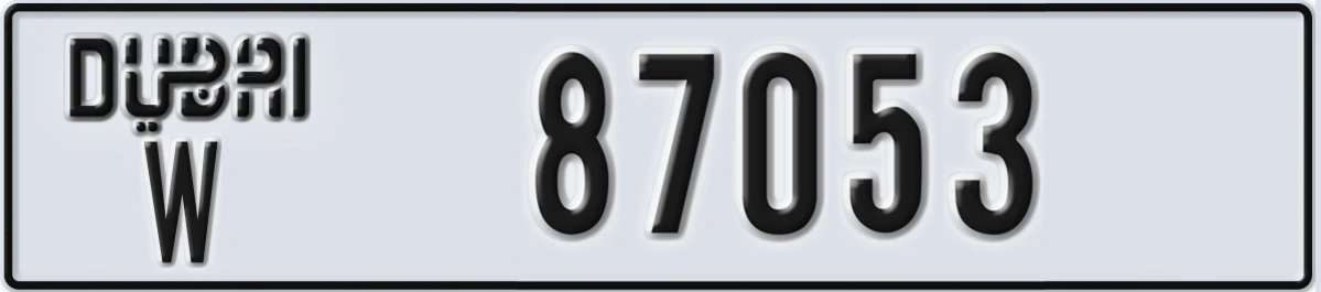 UAE License Plate Dubai W 87053