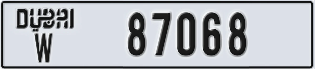 UAE License Plate Dubai W 87068