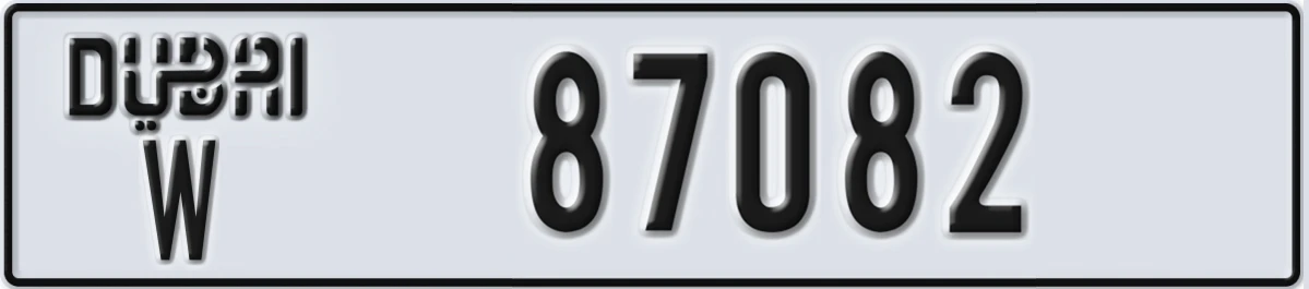 UAE License Plate Dubai W 87082