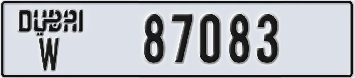 UAE License Plate Dubai W 87083