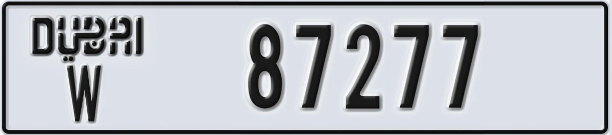 UAE License Plate Dubai W 87277