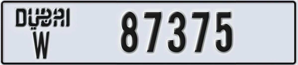 UAE License Plate Dubai W 87375