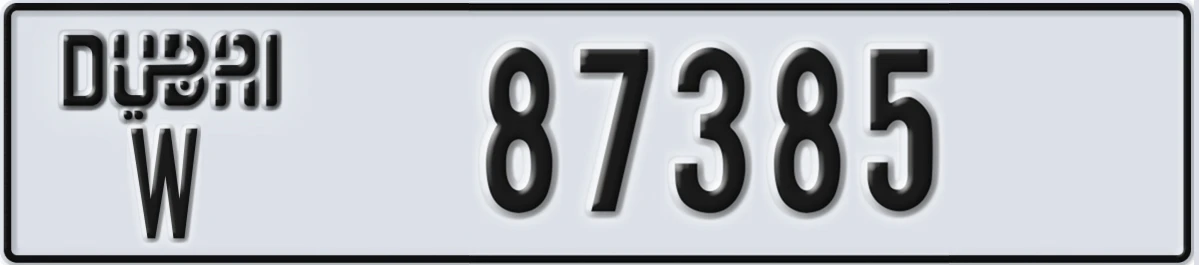 UAE License Plate Dubai W 87385
