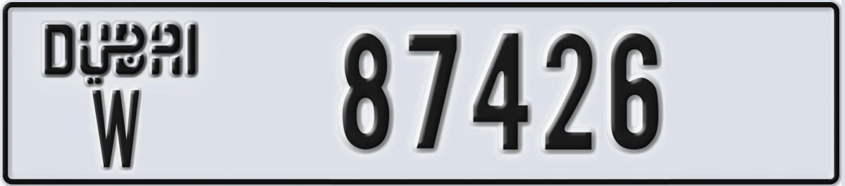UAE License Plate Dubai W 87426