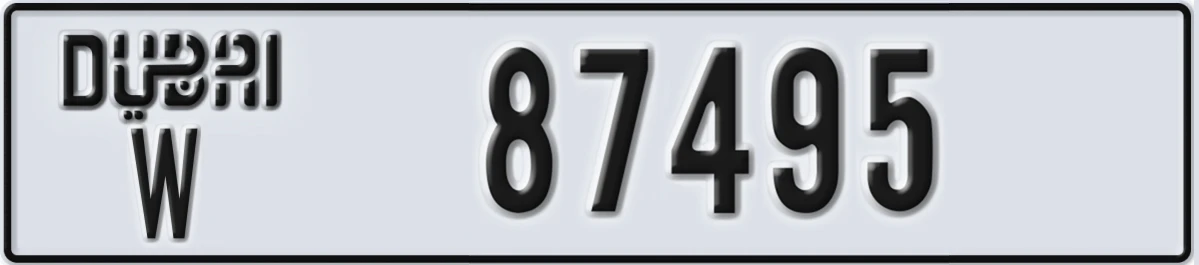 UAE License Plate Dubai W 87495
