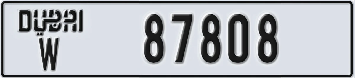UAE License Plate Dubai W 87808