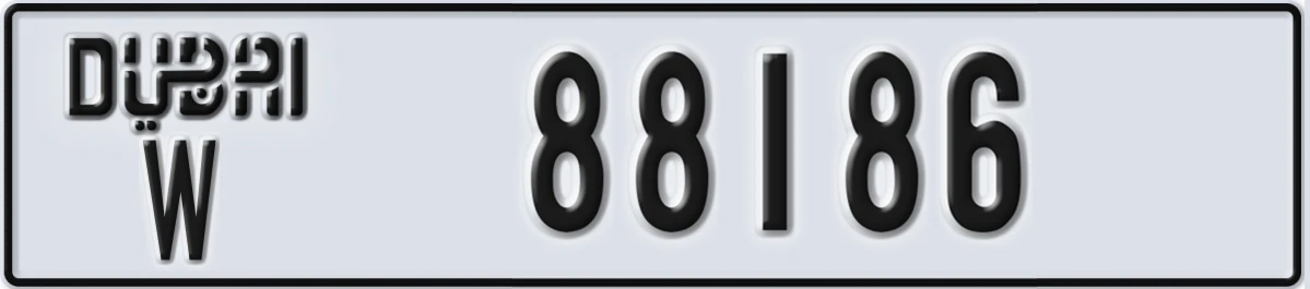 UAE License Plate Dubai W 88186