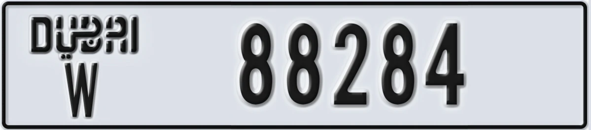 UAE License Plate Dubai W 88284