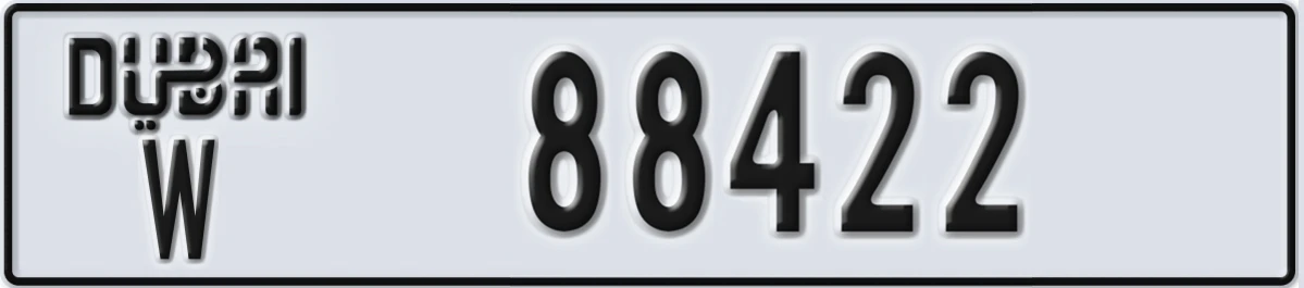UAE License Plate Dubai W 88422