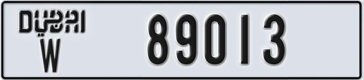 UAE License Plate Dubai W 89013